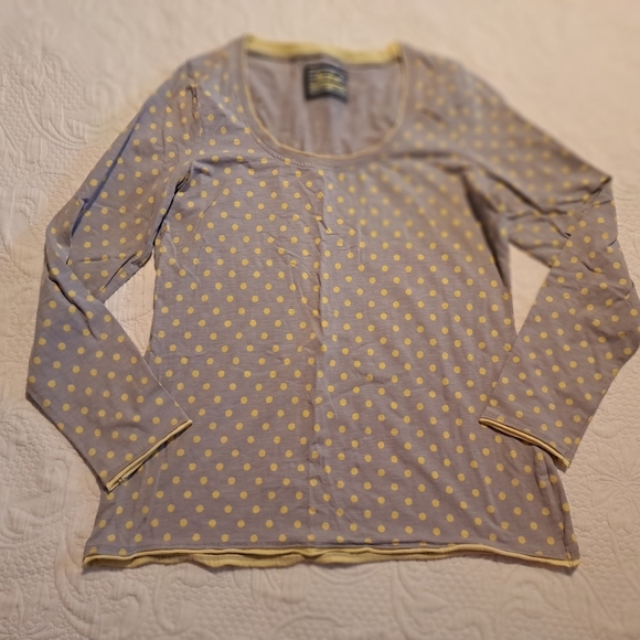 Boden Tops - Boden women's size US 14 gray and yellow polka dot long sleeve shirt VGUC